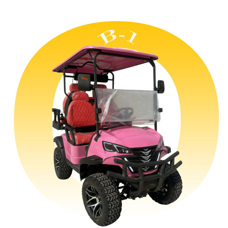 Oliviavehicle Barbie Pink 2+2 Seat B-1 Electric Golf Cart